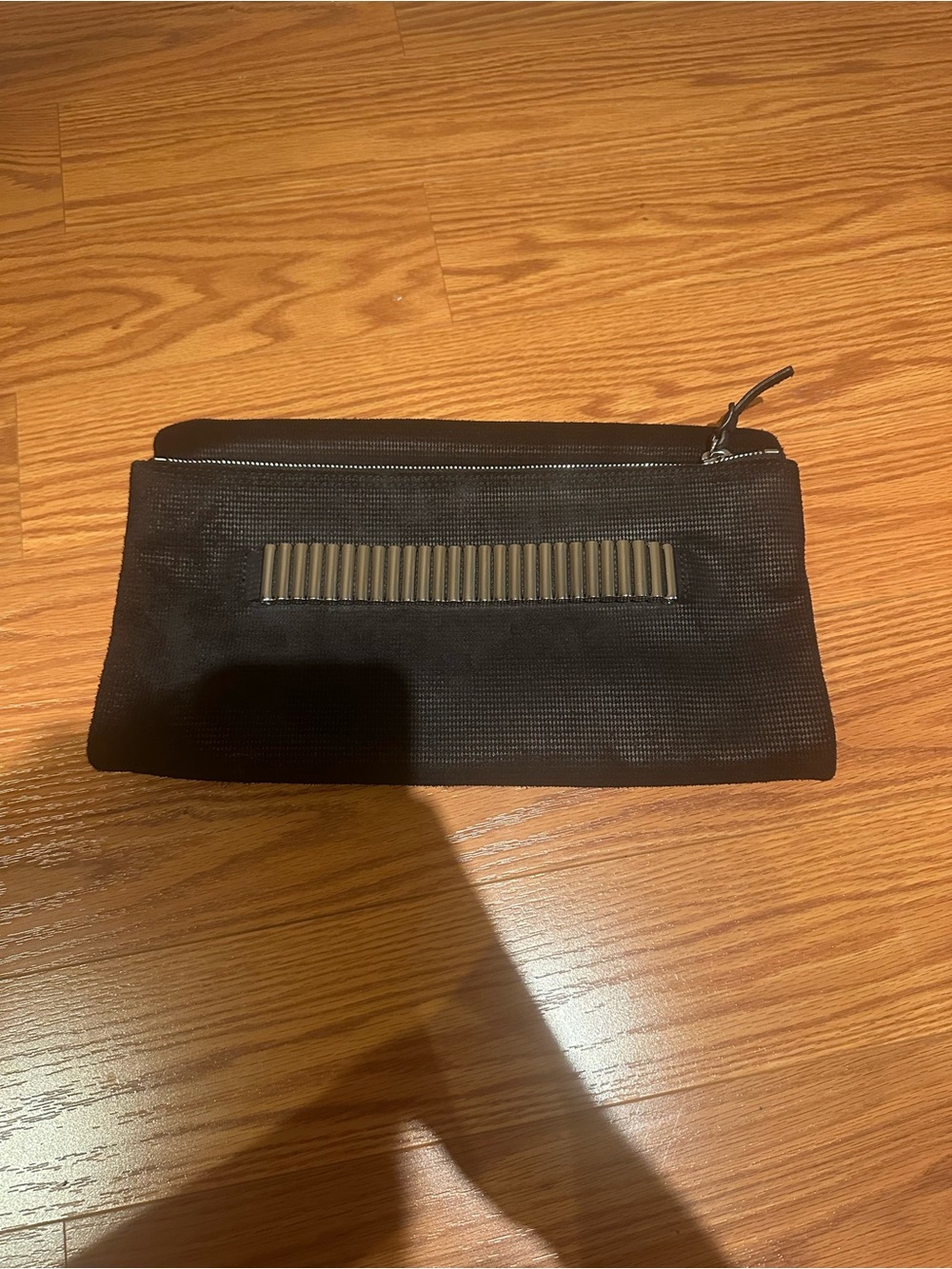 Alexander McQueen black leather oversized foldover clutch